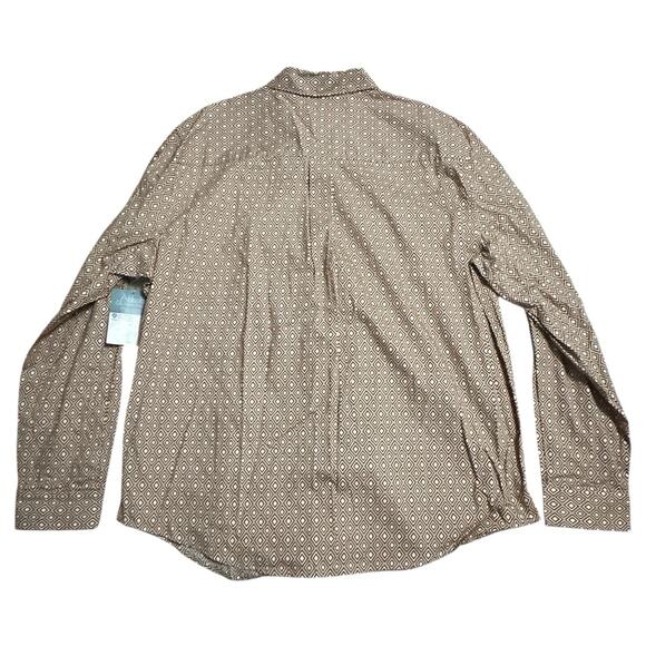 Abbott Elementary Men’s Western Shirt XL Beige Diamond Print Button Down $54 NWT - Picture 4 of 6